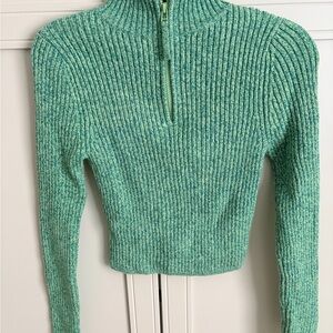 Aerie cropped Green Ribbed Knit Sweater
